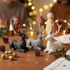 3D Printed Christmas Sitting Deer Statue Vintage Swirl Elk Deer Statue Home Decoration