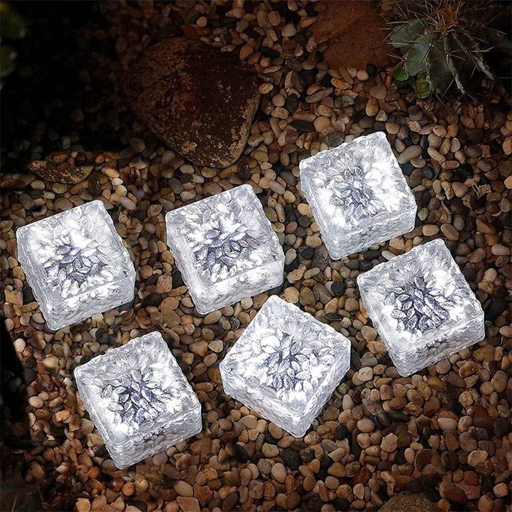 White/Warm White Light Ice Cube Brick Lights Solar Pathway Landscape Lamp  Outdoor