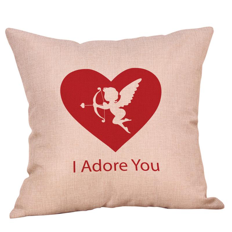 Valentine s Day Letter Pattern Couple Pillow Cover 45x45 cm