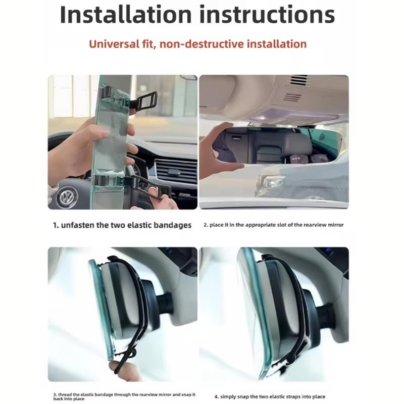 Easy Installation Full View Rearview Mirror with Wide View for Child Monitoring and Enhanced Driving Visibility