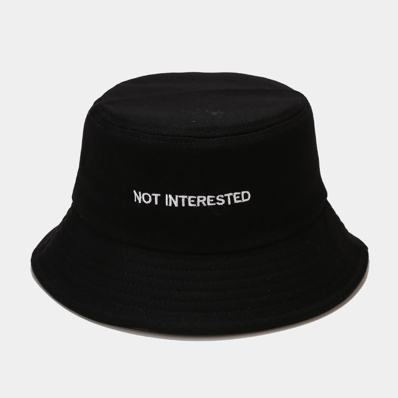 Fisherman Hat Men Women Summer Sun Protection Wide Brim With Embroidered Letters For Outdoor Activities