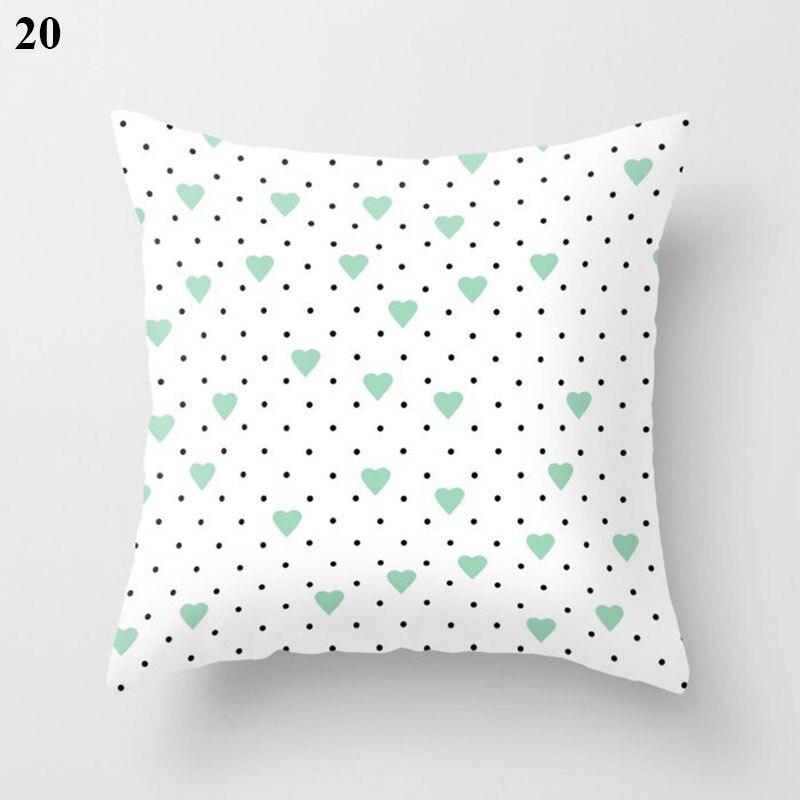 Light Blue Green Mint Color Cushion Cover Geometric Pattern Smooth Pillowcase American Cozy Soft Home Decoration