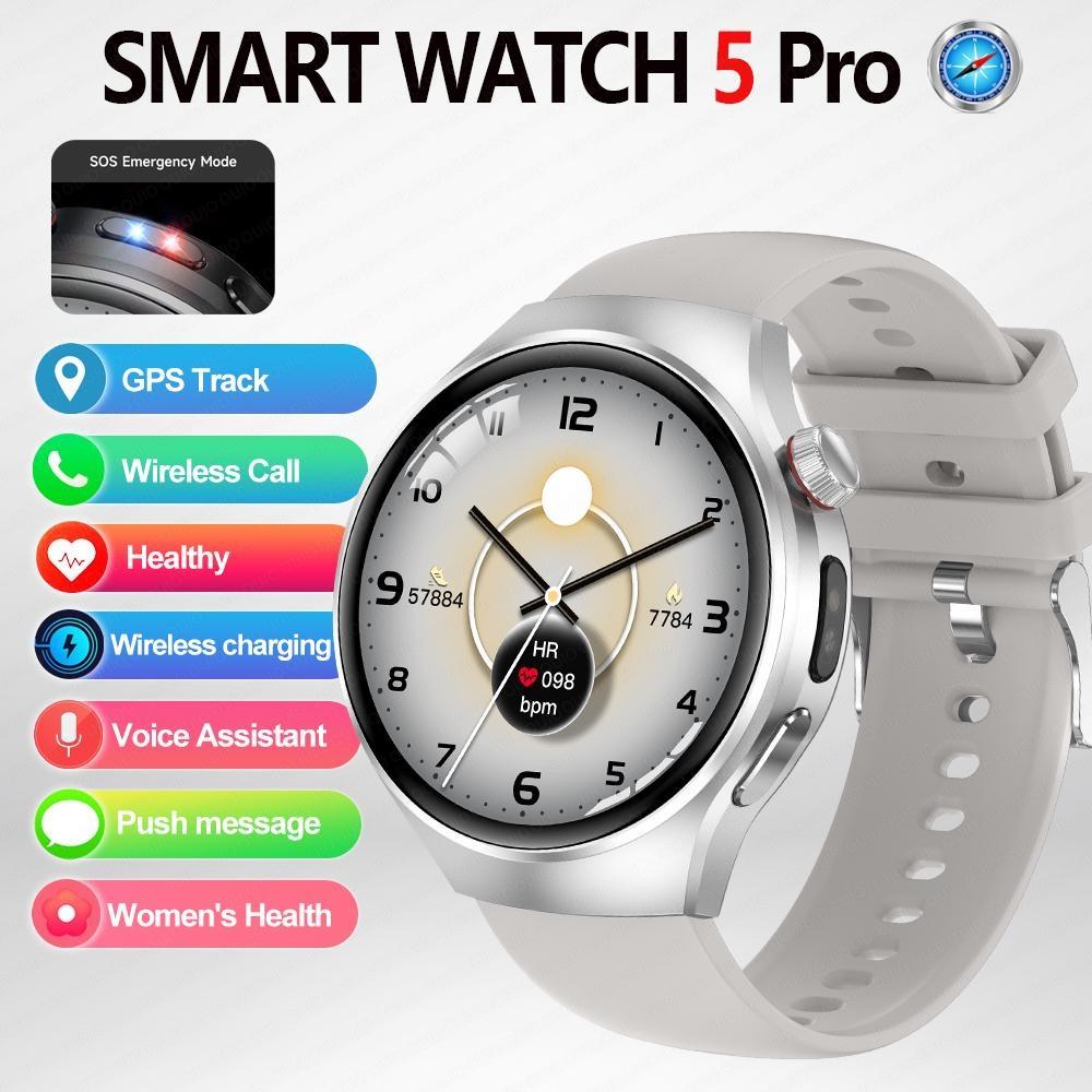 2026 Nuovo Watch5 Pro Smartwatch GPS Schermo AMOLED HD da 1,53 Pollici Bussola Frequenza Cardiaca Impermeabile Modalità Sportive Multiple Chiamata BT Smartwatch