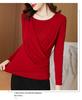 2024 Women's Winter Fleece-Lined Slimming Top, Round Neck, Pleated Tummy Concealment