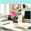Chinese Rose Square Line Art Flower Pot With Plastic And Silk For Home Decor