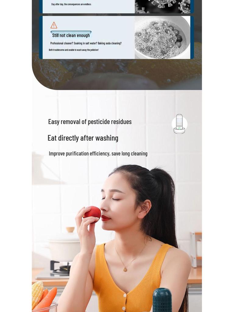 Wireless Fruit & Vegetable Purifier: Household Appliance for Washing and Disinfecting Produce, Removing Pesticide Residues.
