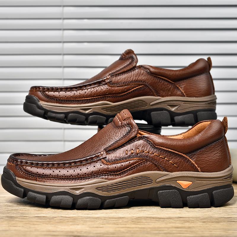 Fashion Genuine Leather Men's Casual Shoes Handmade Comfort Slip On Loafers New Soft Business Shoes Breathable Mocassins Driving Shoes