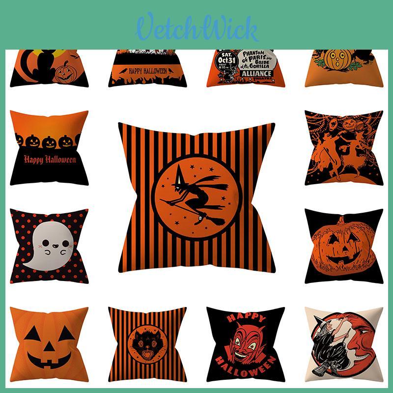 Vibrant Halloween Pumpkin Pillow Case With Soft Peach Skin Material For Home Decor