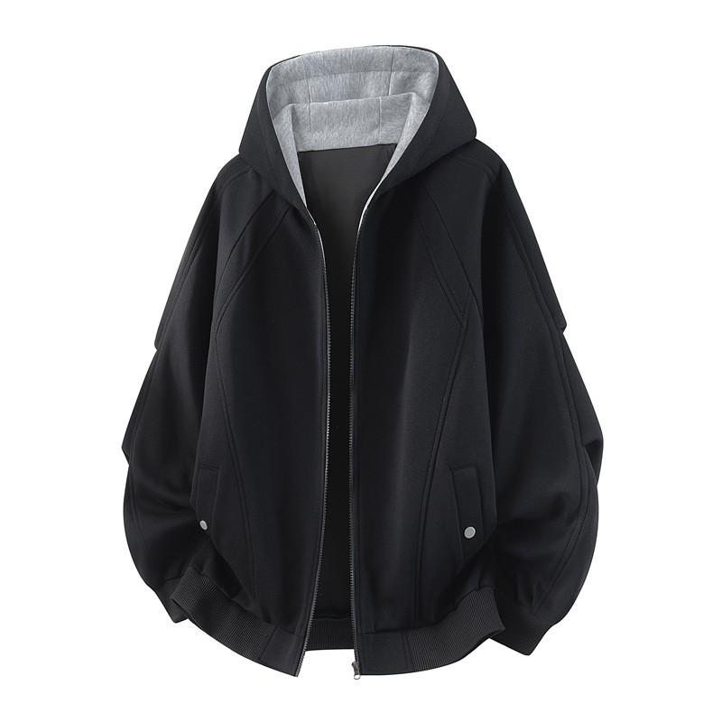 Mens Oversized Hooded Loose Casual Sport Jacket Trendy Plus Size Outerwear