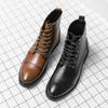 Fashion Short Boots Pointed High Top Dress Shoes Men Fashion Casual Chelsea Boots Men's Leather Boots Original High Quality Ankle Boots