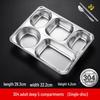 ZISIZ 304 Stainless Steel Square Meal Tray with 4 Compartments