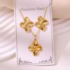 Polished Stainless Steel Vacuum Electroplated Elegant Fashion Earrings & Necklace Set