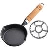 Padella Mini in Ghisa da 10/13/16 Cm con Manico in Legno Padella da Cucina con Doppio Beccuccio Padella per Pancake Antiaderente per Cucina Casa