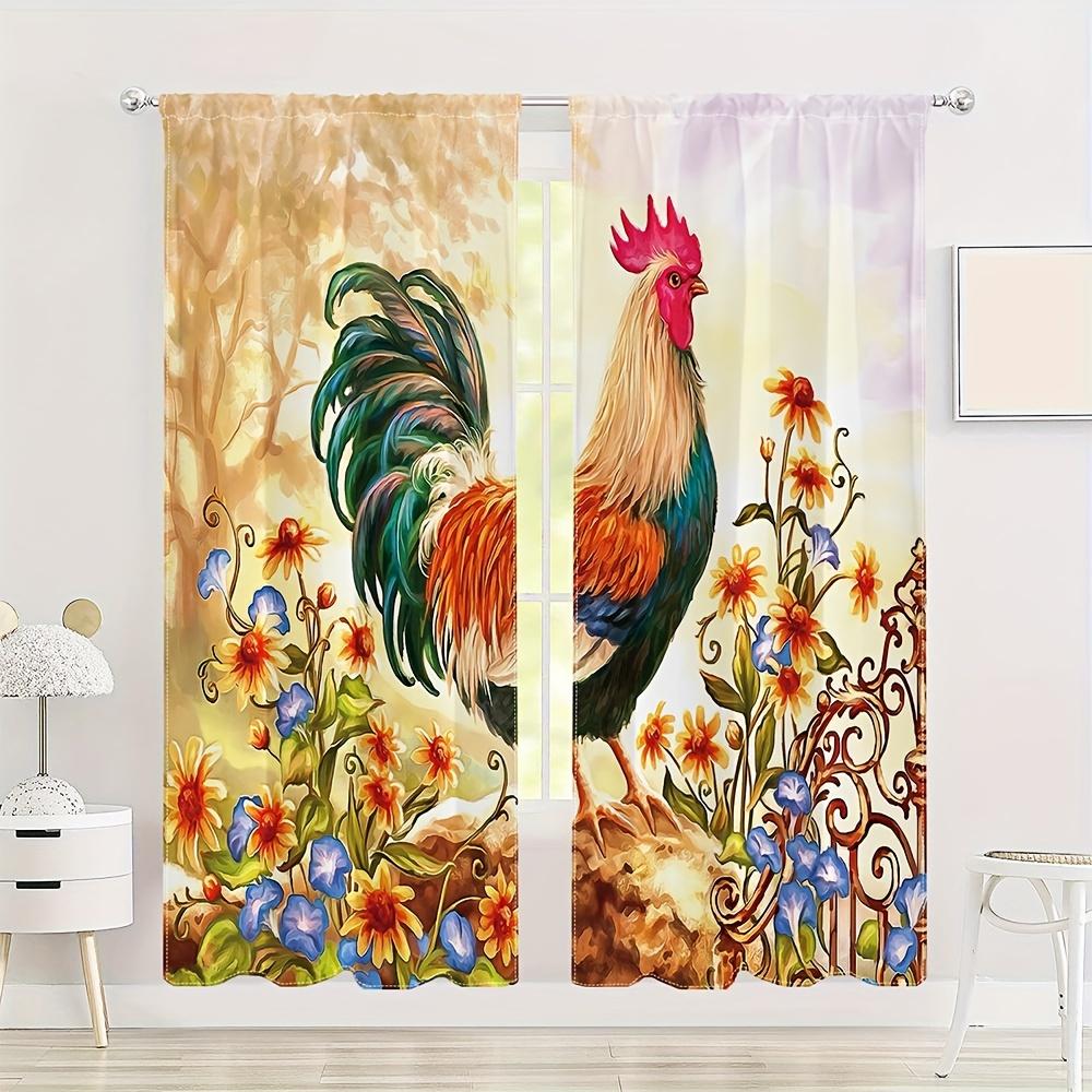 2 szt. Farma Słodki Pies Kot Mały Kogut Kura Nadruk Zasłona Drukowana Cyfrowo Poliestrowa Zasłona do Salonu Kuchni Sypialni Jadalni