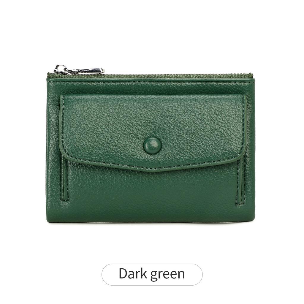 Women's wallet PU leather short double zippered wallet simple solid color large capacity credit card holder bag with coin pocket