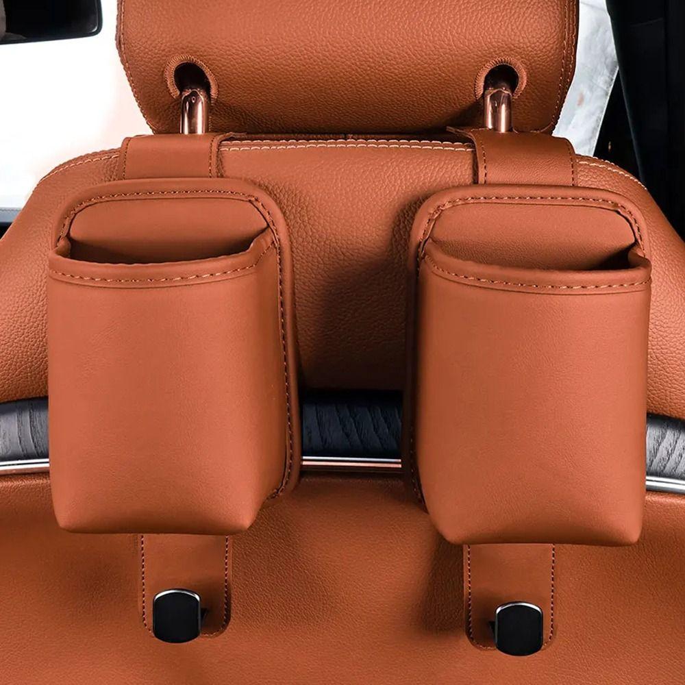 PU Leather Headrest Hanger Multi-Functional Hanging Backrest Cup Holder Auto Interior