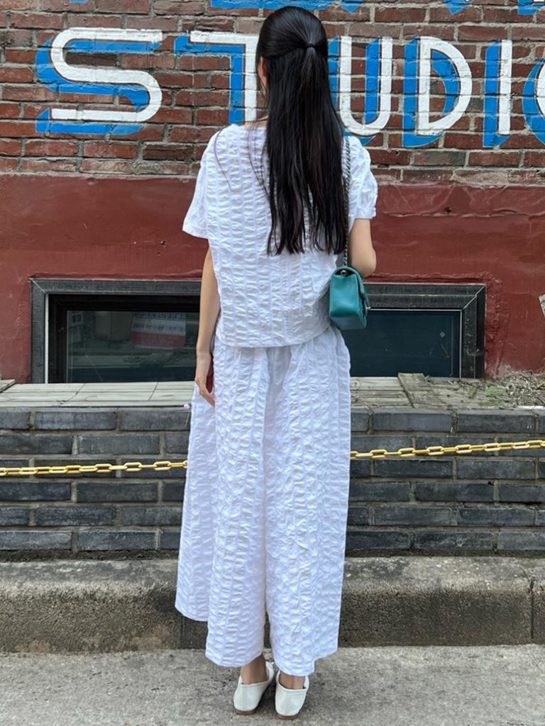 MER MER (2 Colors) Cotton Wrinkle Bermuda Pants White/Black