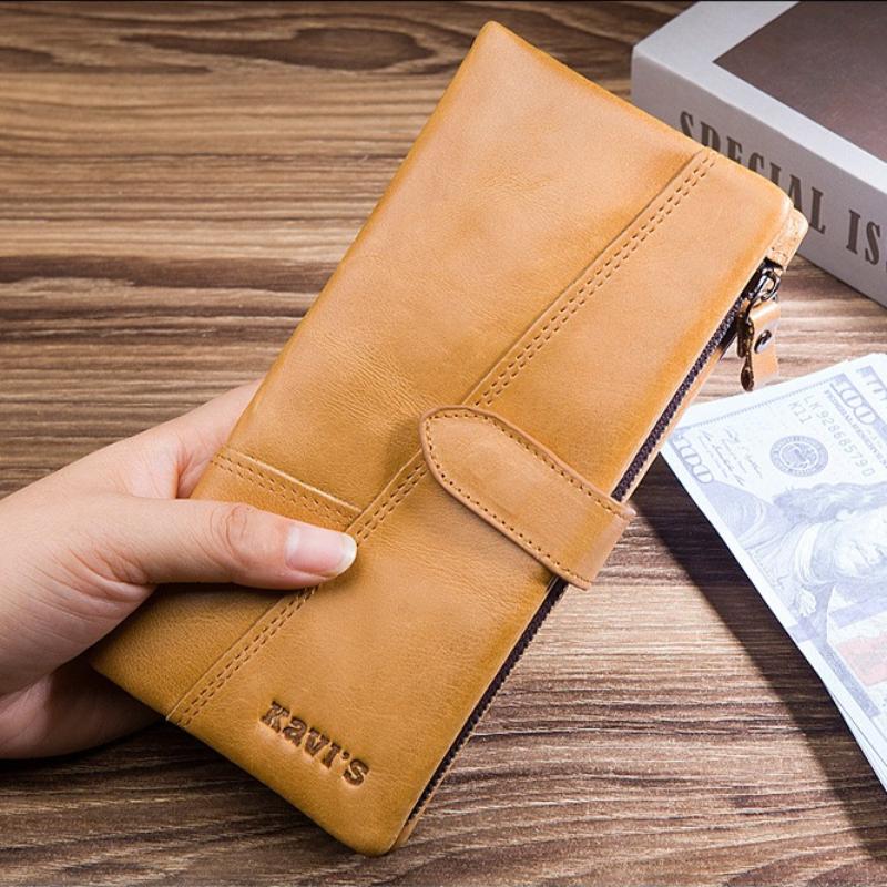 Women Genuine Leather Long Wallets Retro Cowhide Multifunctional Coin Purse Multi Slot Large Capacity Card Bag Clutch High Quality Wallet