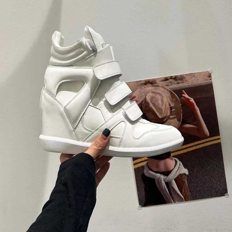 Spring New Thick-soled Inner Height-increasing Velcro Casual Shoes High-top Women's Versatile Height-increasing Color-matching Sports Shoes