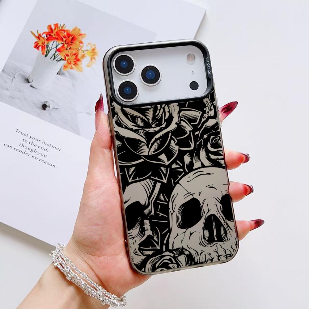 Cool Skull Phone Case For iPhone 17 16 15 14 13 12 11 Pro Max Air Matte Laser Aurora Shockproof Funda