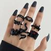 New dark hip-hop skull spider card exaggerated retro ring 24-piece set punk ring jewelry