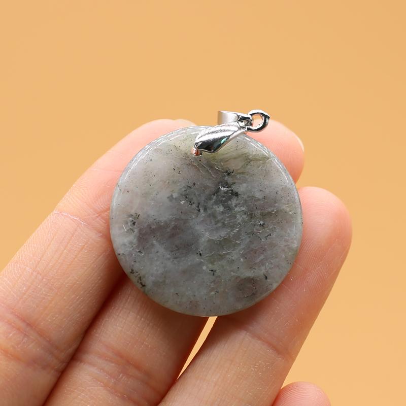 

1 шт. кулон с кристаллами исцеления ауры, модные круглые подвески из натурального камня для самостоятельного изготовления ожерелий, серег, украшений, аксессуаров, креативных ювелирных изделий, подарков 1Pc-30mm