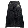 Mens Relaxed Fit Straight Leg Denim Pants With Vintage Embroidery Print Hip Hop Streetwear Harajuku Style