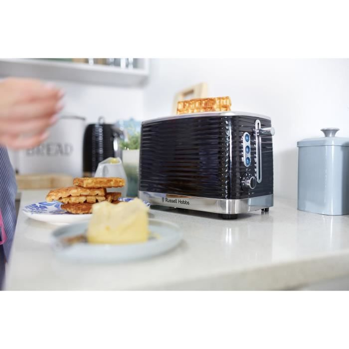 Toaster Grille Pain XL Inspire Russell Hobbs 24370-56 - Contrôle Brunissage - Décongéle - Réchauffe - Chauffe Viennoiserie - Noir