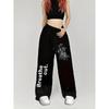 Womens High Street Hip Hop Loose Straight Leg Casual Pants