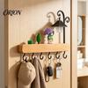 No Drill Key Rack for Entryway Holder with 6 Hooks, Solid Wood Organizer Rack, Wall Natural Decor Mounted Space Saving Hook Keys Pet Leashes And Hats