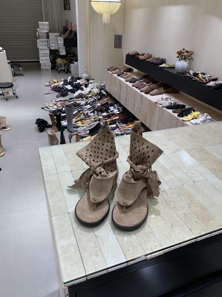 Retro hollow not stuffy feet summer personality cool boots women's 2025 new fashionable straps flat short boots sandals