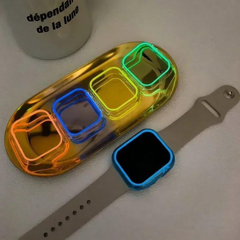 Luminous Cover for Apple Watch Case Ultra 49mm 45mm 44mm 41mm 40mm Hard PC Bumper Protective Frame iWatch 98 7 6 5 SE Accessorie