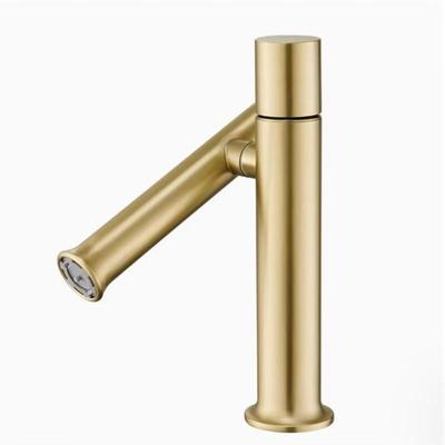 Geborsteld Goud Mechanische Arm Wastafelkraan