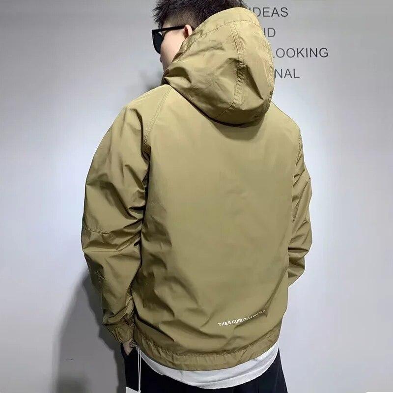 Chaqueta de Bolsillo para Hombre de Primavera y Otoño Sudadera con Capucha Jersey Media Cremallera Chaqueta Rushing