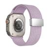 Single Color Magnetic Snap Four Strand Elastic Nylon Watch Band For Apple Watch 38/40/41/42/44/45/46/49mm, Adjustable Breathable Strap