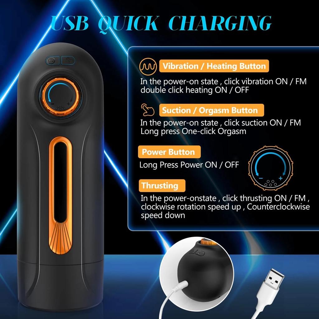 New 6 In 1 Men's Automatic Retractable Sucking Heating Blowjob Aircraft Cup 10 Vibrations 3 Suction Masturbator Real Vagina Sex Toys for Men