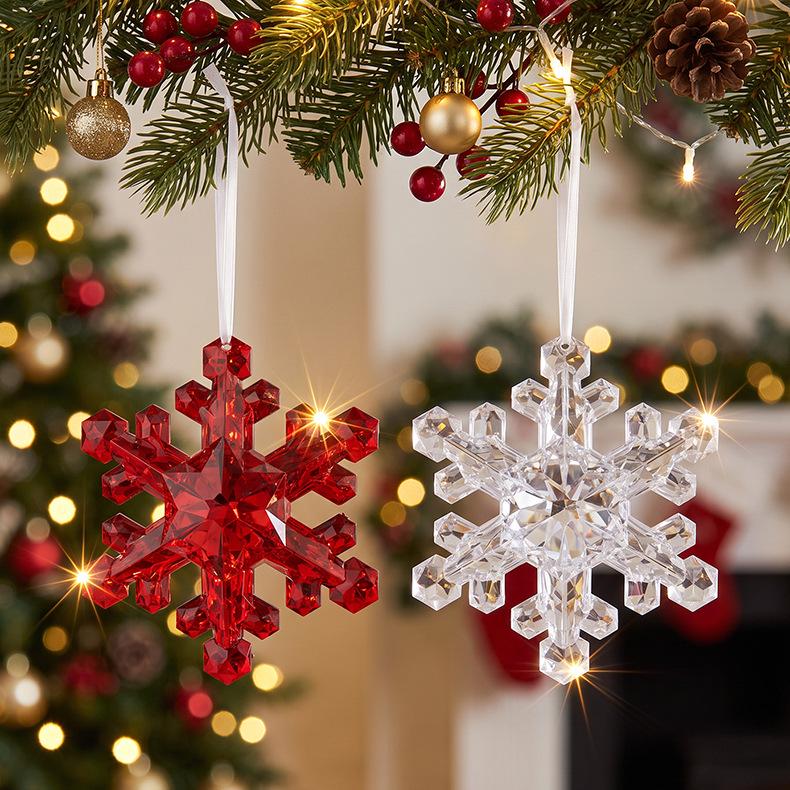 Christmas Acrylic Ornaments: Bow, Snowflake, Teardrop, Star, Rhombus, and Tree Window Decorations