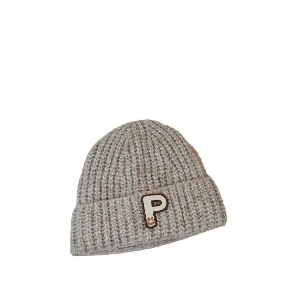 Korean Style Ins Style P Letter Hat Trendy and Fashionable Sweet and Cool Style Woolen Hat Solid Color Thickened Wool Blended Knitted Hat