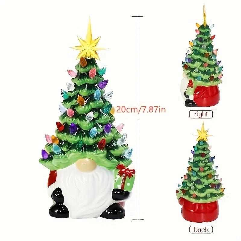 A Stunning Resin Dwarf Christmas Tree with 46 Colorful Light Bulbs, Battery-powered, Suitable for Use Indoors and Outdoors As a Holiday Decoration.