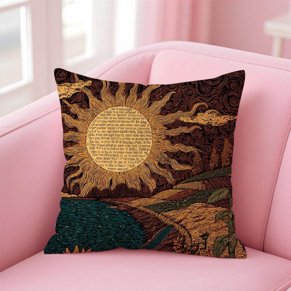HOT Sun Print Funy Abstract Art Cushion Cover Linen Pillowcase Cover Soft Decor for Sofa Home Room