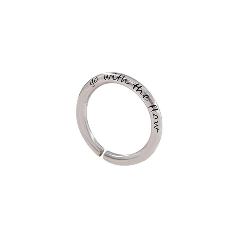 925 Silver Letter Smooth Rings For Women Trendy Simple Ins Open Jewelry Party Gifts