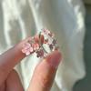 Sweet Pink Cherry Blossom Ring Drop Oil Design Flower Bracelet Fashion Open Adjustable Ring  Party