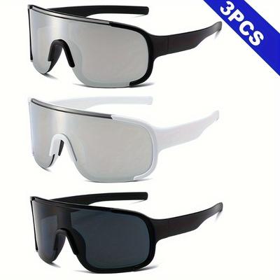 3Pcs Outdoor Cycling Sports Windproof Sunglasses Men's New Large Frame Hiking and Skiing Goggles
