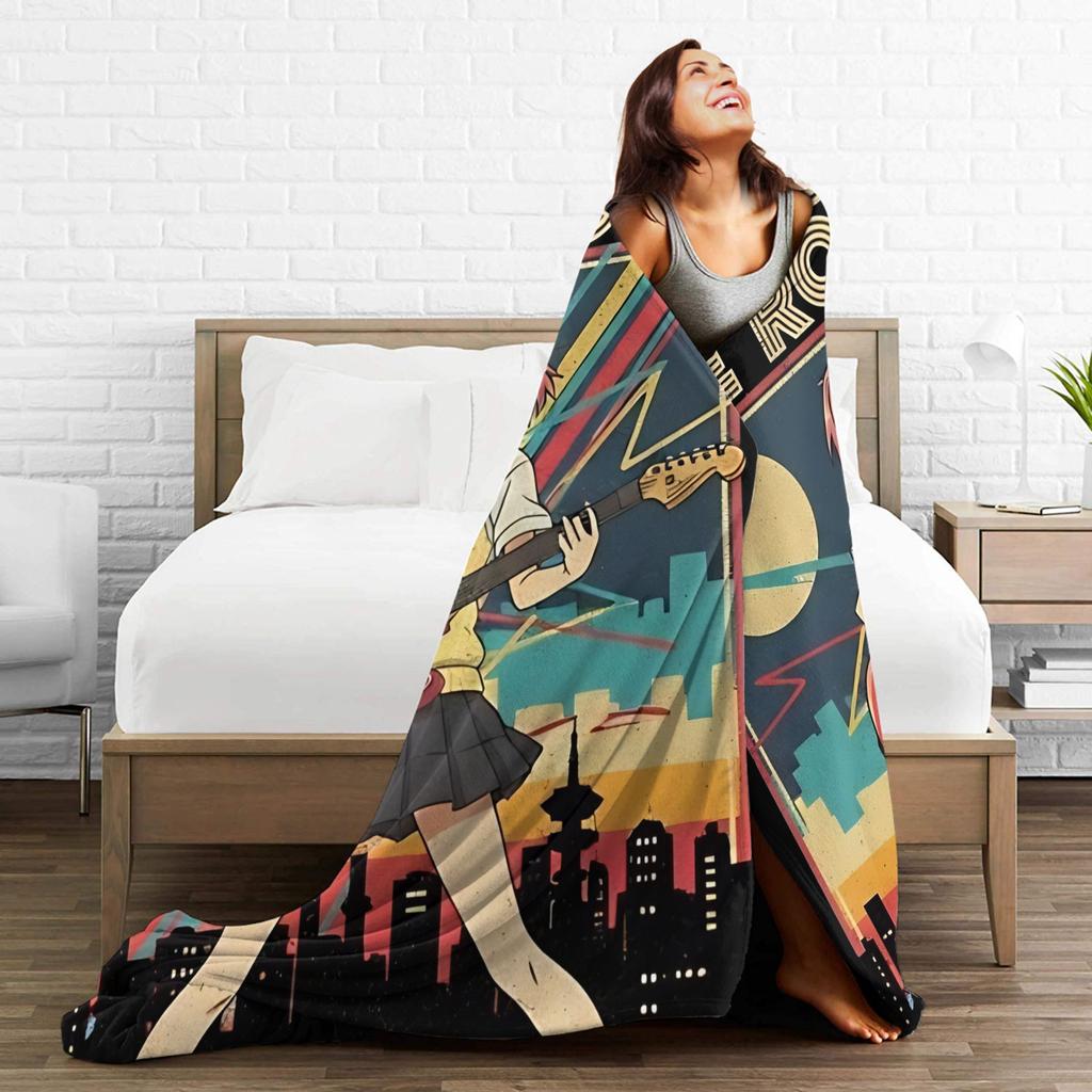 Bocchi the Rock Plush Blanket Students  Flannel Throw Blanket For Home Decor Soft Warm Custom DIY Quality Bedspread Gift