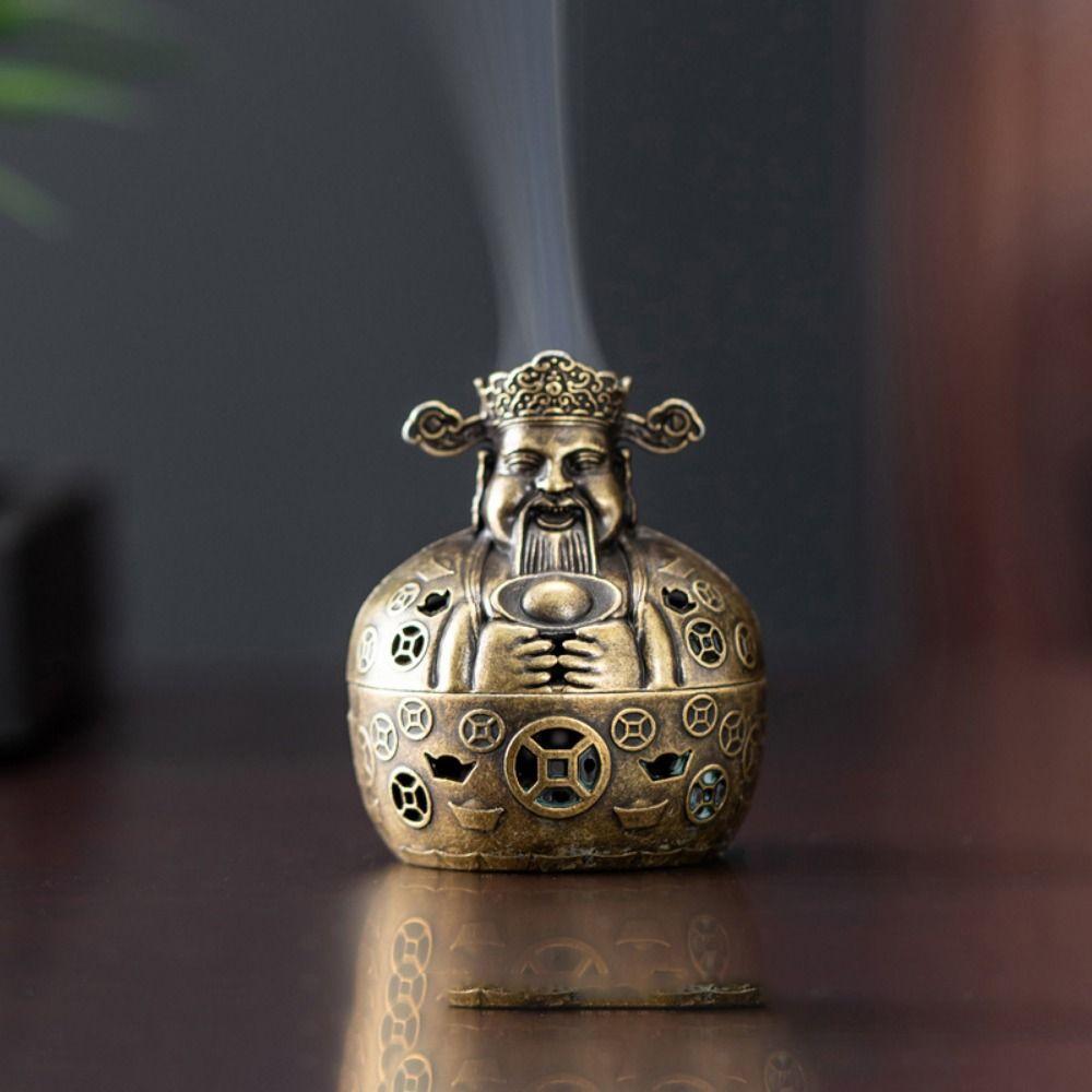 New Chinese Style Incense Burner Zinc Alloy Good Symbolism Incense Holder Lotus Lucky Cat God of Wealth Incense Burning