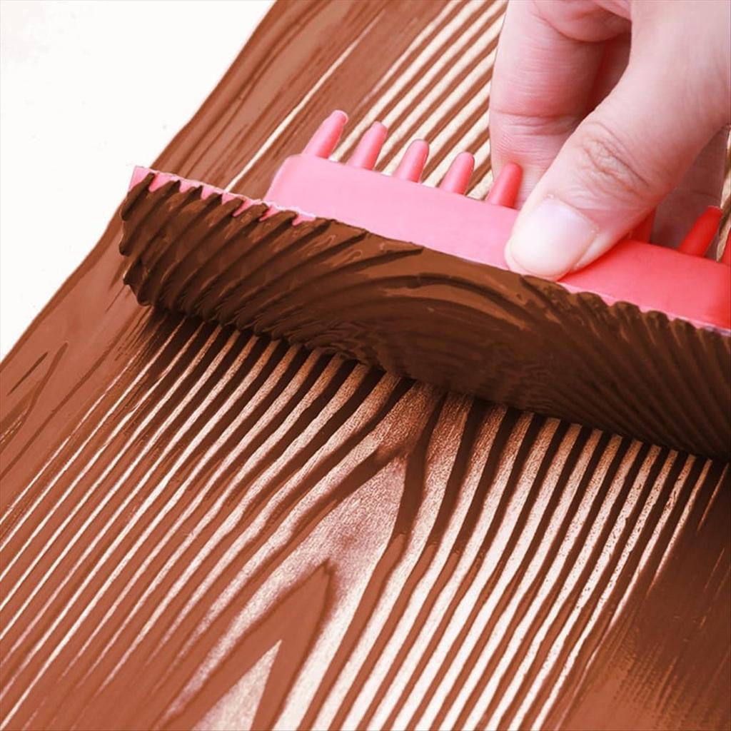 2025+ Wood Grain Tool Set - Wood Grain Painting Roller with Handle for Wall Floor Deck Furniture DIY Room Decoration