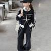 Cardigan da ragazza stile coreano primavera 2025 e pantaloni a gamba larga set casual due pezzi