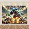 Monster Truck thema verjaardagsfeest decoraties, achtergrond voor jongens, coole raceauto's, verrassingsbanner58