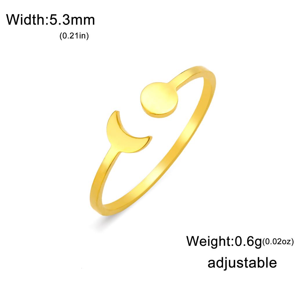 Skyrim Hollow Solid Sun Moon Stainless Steel Open Ring Women'S Girls Fashion Minimalist Birthday Gift Jewelry Gift New