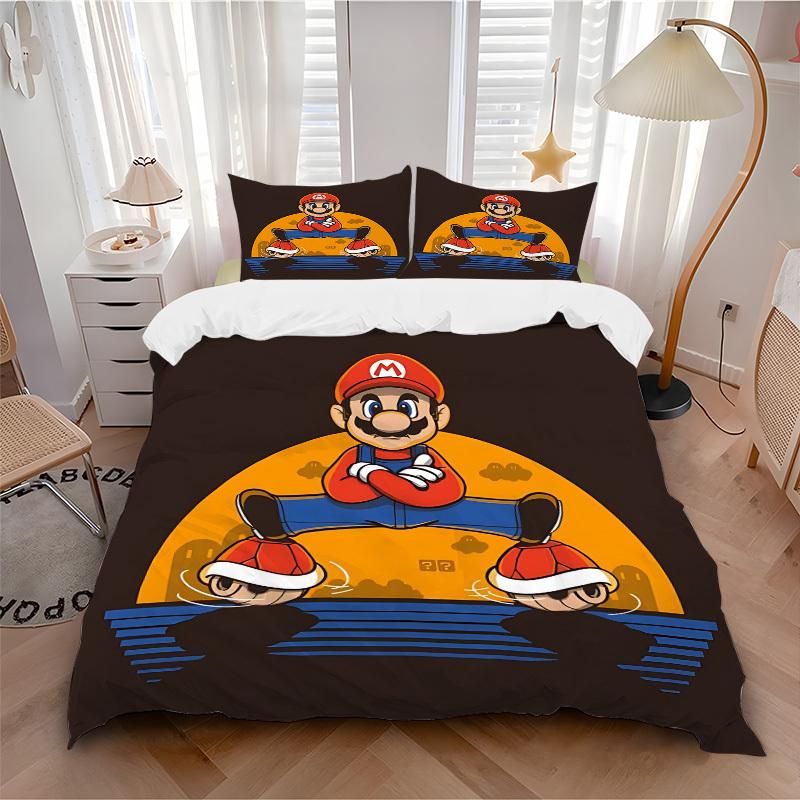 

3pcs bedding set Mario Includes 1 Comforter + 2 Pillowcases, Without Pillow Inserts, Soft Comfortable, Lightweight Breathable, Printed Home 135x200cm